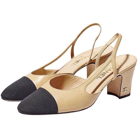 chanel leather slingback pumps|chanel slingback beige and black.